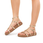 Sandalia Capri Kit Croco Oro