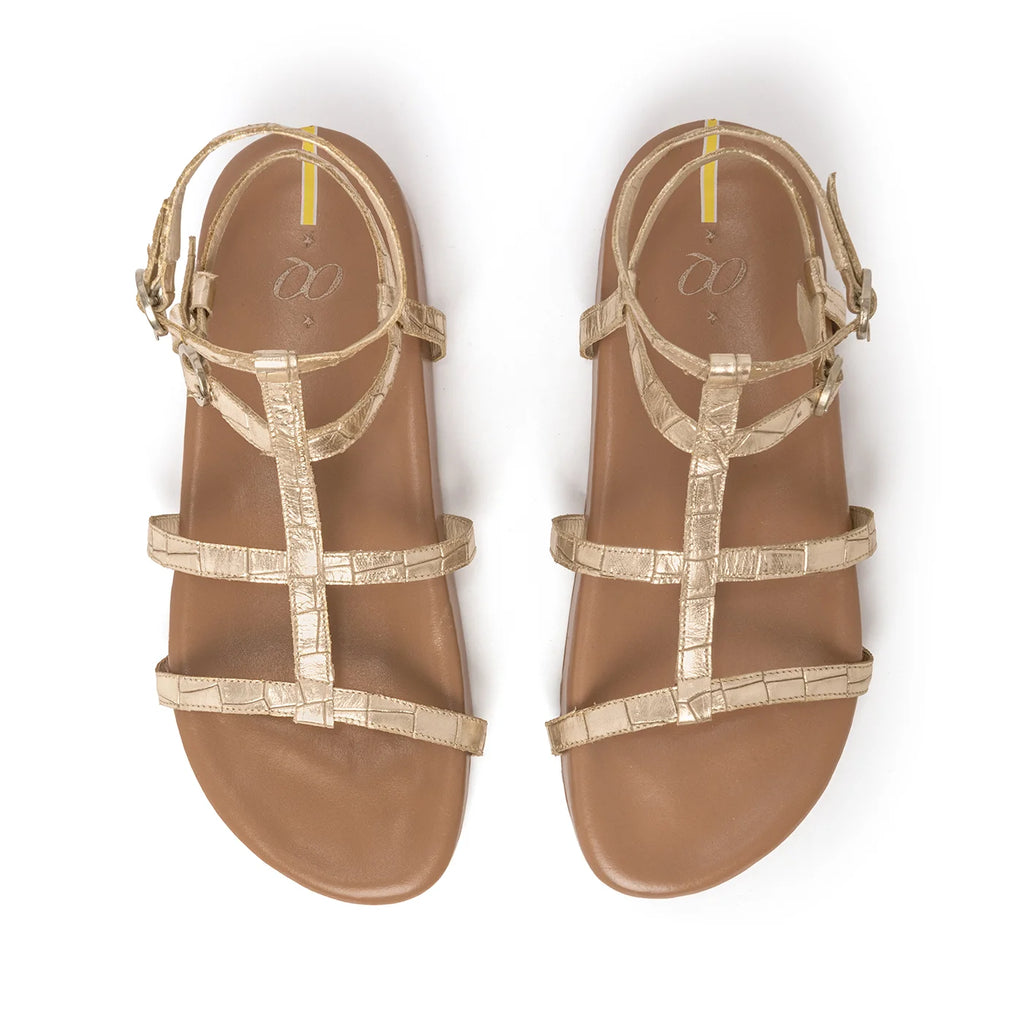 Sandalia Capri Kit Croco Oro