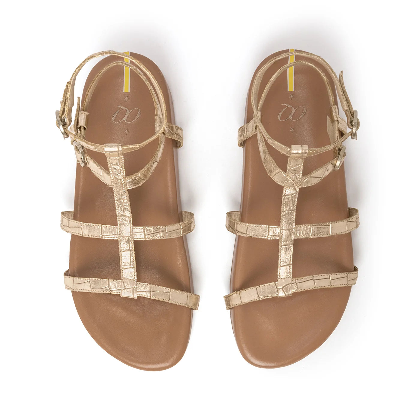 Sandalia Capri Kit Croco Oro