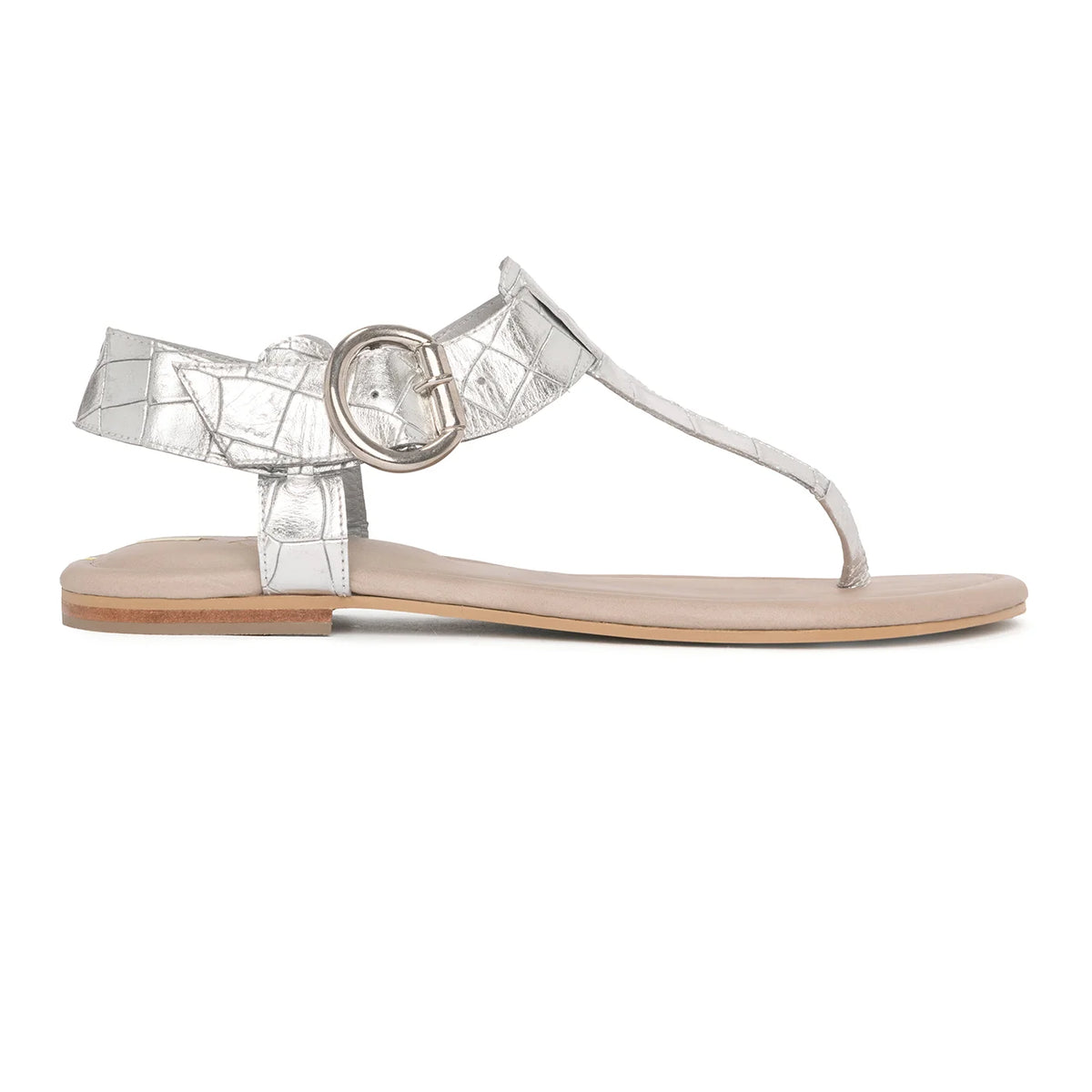 Sandalia Ibiza Croco Plata