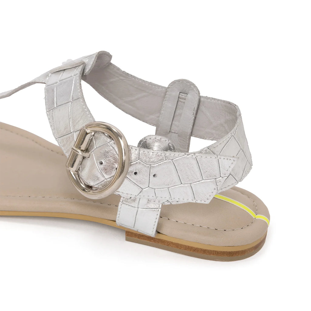 Sandalia Ibiza Croco Plata