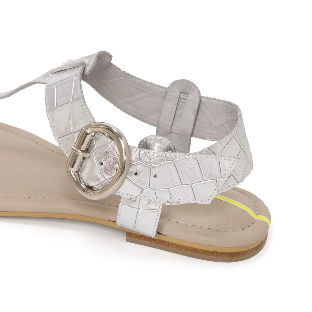 Sandalia Ibiza Croco Plata