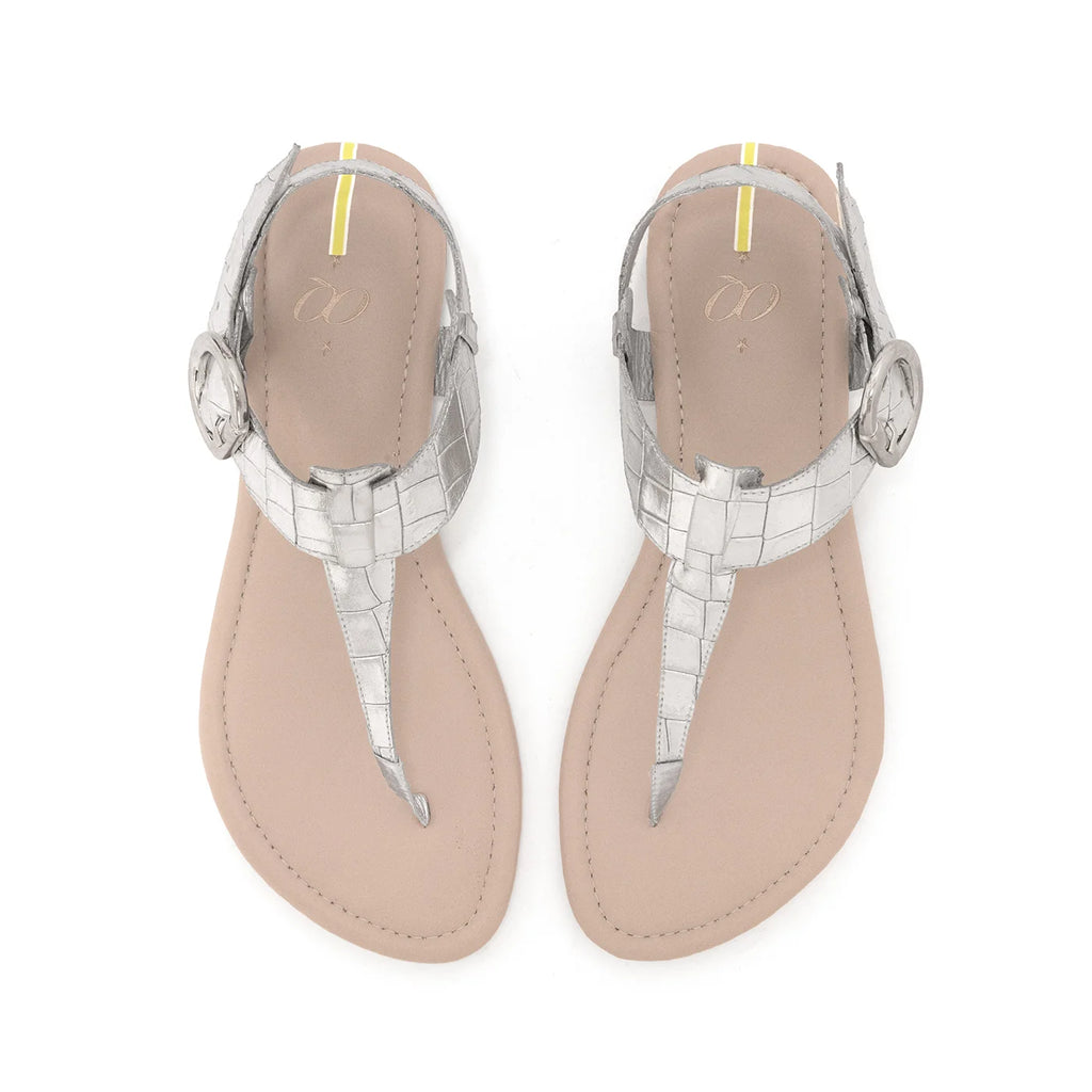 Sandalia Ibiza Croco Plata