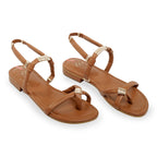 Sandalia Broma Tejida Miel con Oro