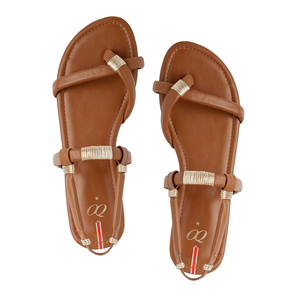 Sandalia Broma Tejida Miel con Oro