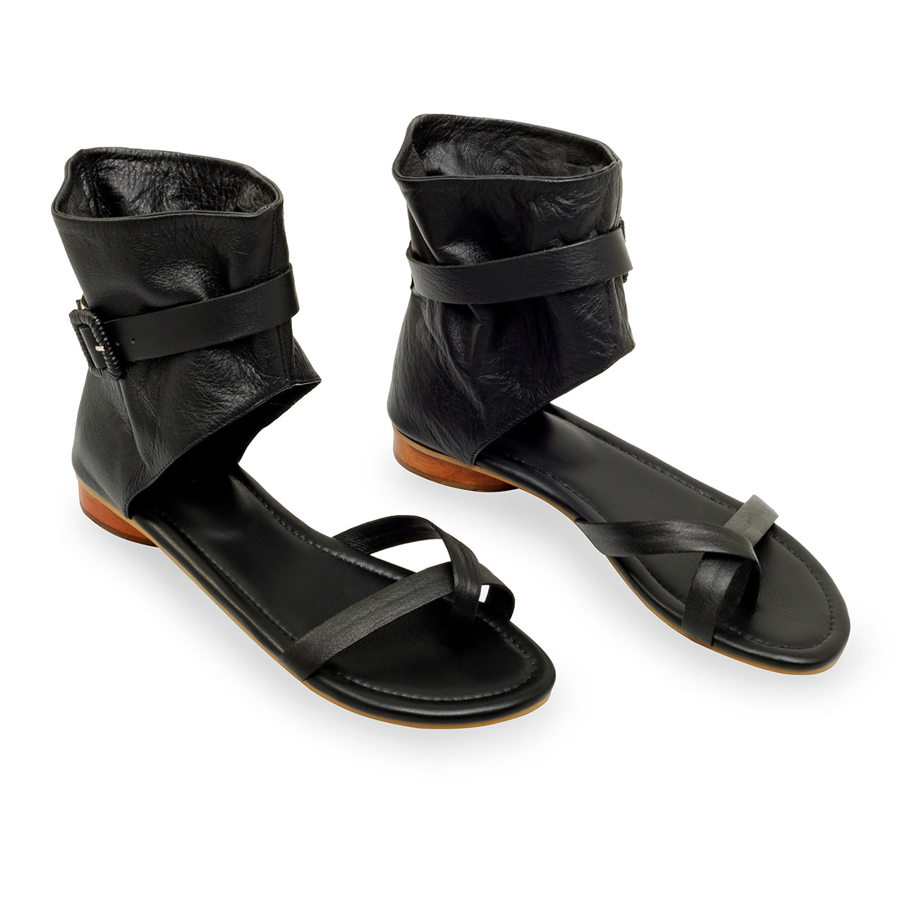 Sandalia Plana Elegante Intuición Negra