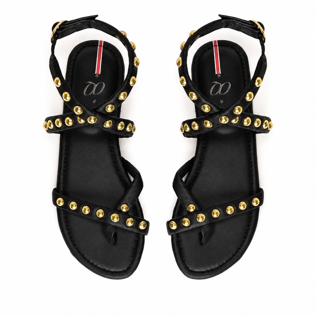Sandalia Meribel Negra con dorado