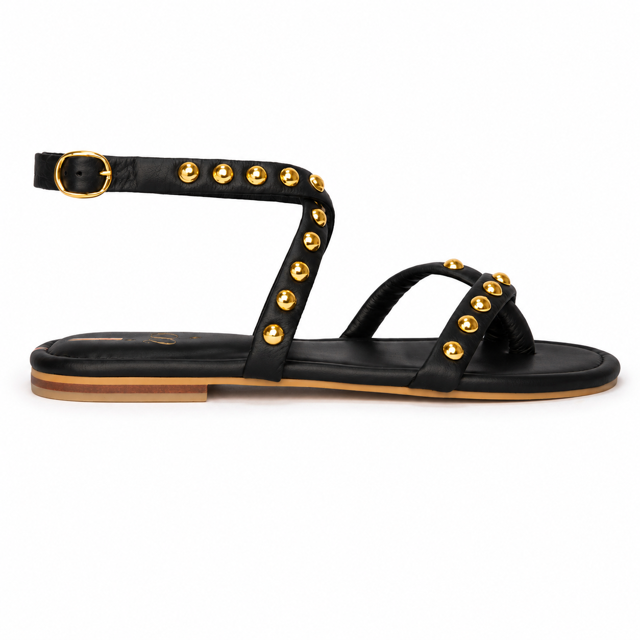 Sandalia Meribel Negra con dorado