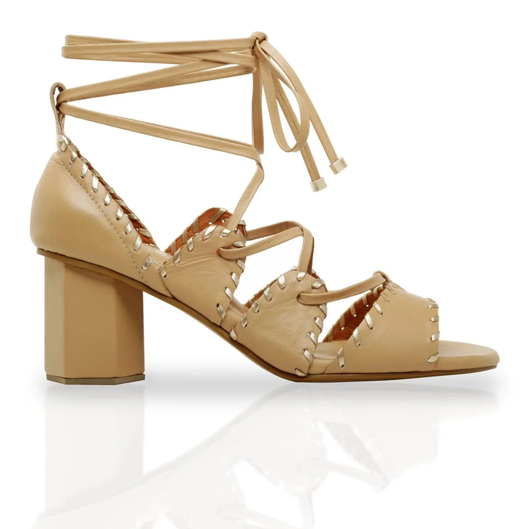 Sandalia Violeta Trigo Con Oro