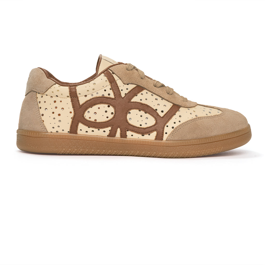 Tenis en Cuero Icon Beige con Miel