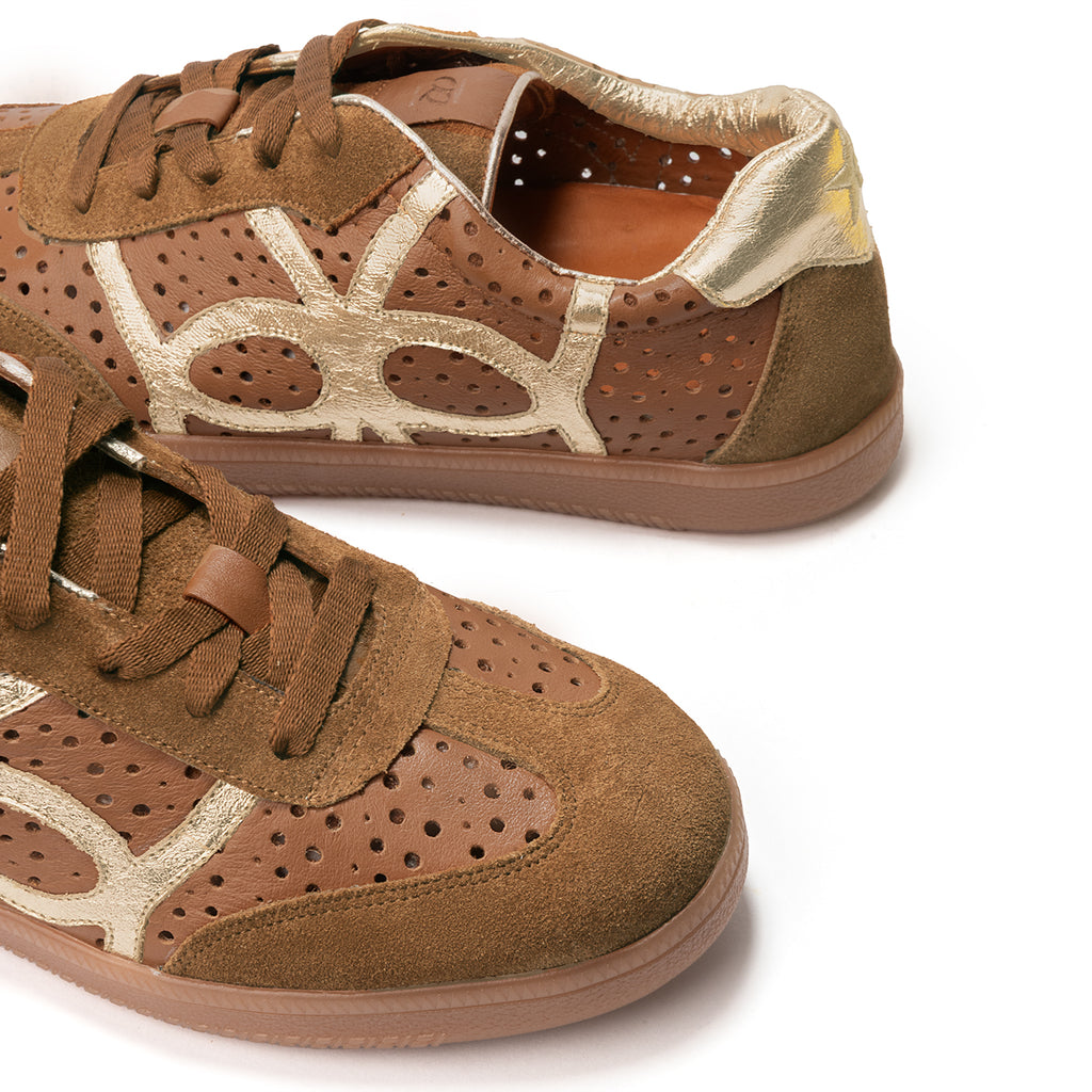 Tenis en Cuero Icon Miel x Oro
